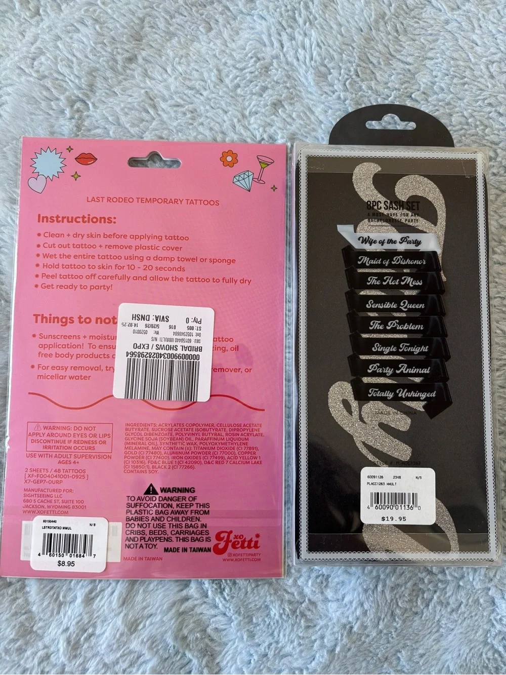 NWT Bachelorette Sashes and Temp Tattoos